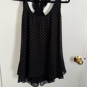 Bisou Bisou black polka dot sleeveless/chiffon tops in excellent condition: (L)
